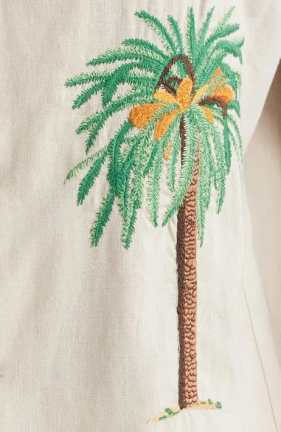 Mavrans Palm Tree Linen Blend Button-up Shirt