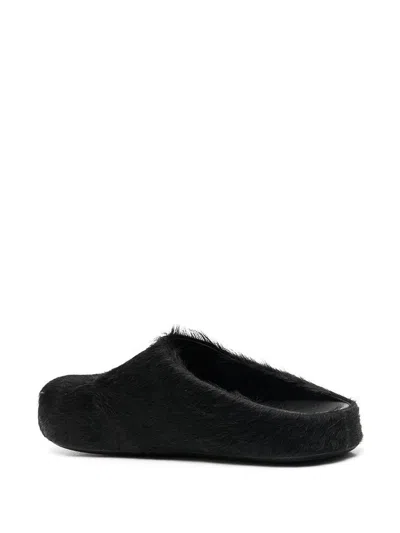 Marni Fussbet Fur Mules In Black