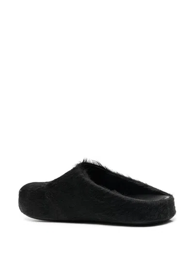 Marni Fussbet Fur Mules In Black
