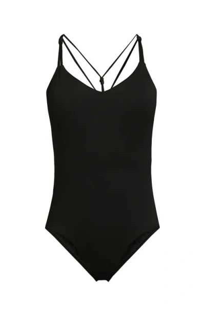 Lands' End Tugless Quickdry V-neck Multi-way High Leg One Piece Swimsuit