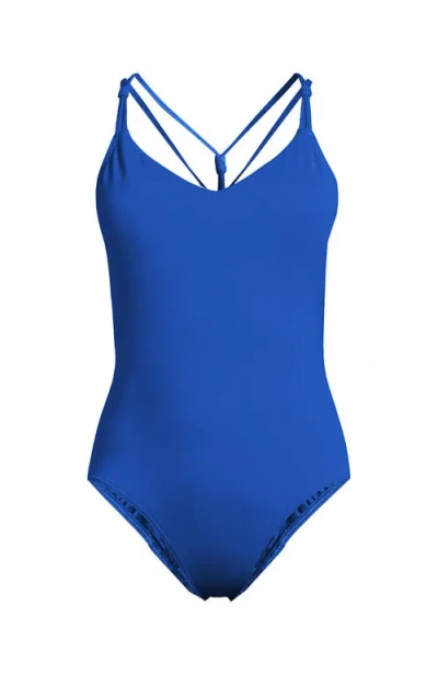 Lands' End Tugless Quickdry V-neck Multi-way High Leg One Piece Swimsuit