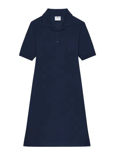 Courrèges Blue Navy Short-sleeve Mini Dress In Black
