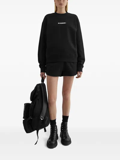 Jil Sander Oversized Crewneck Sweatshirt With Front Logo In Black
