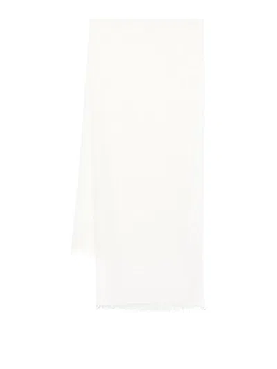 Faliero Sarti White Dianetta Scarf In Cashmere And Silk