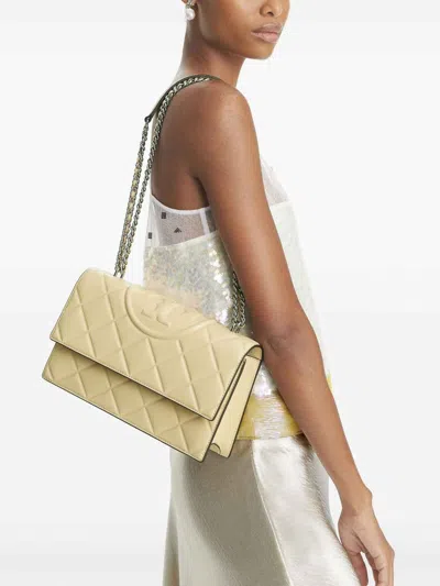 Tory Burch Fleming Small Convertible Leather Shoulder Bag In Neutral