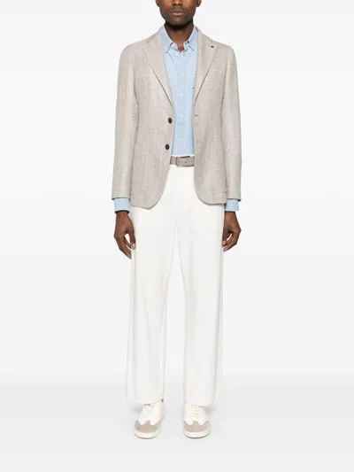Tagliatore Tailored Herringbone Blazer With Two-button Closure