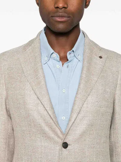 Tagliatore Tailored Herringbone Blazer With Two-button Closure