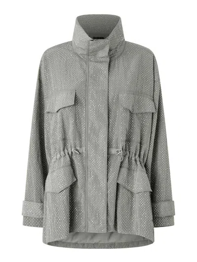 Pinko Technical Parka With Rhinestone-effect Mini Studs