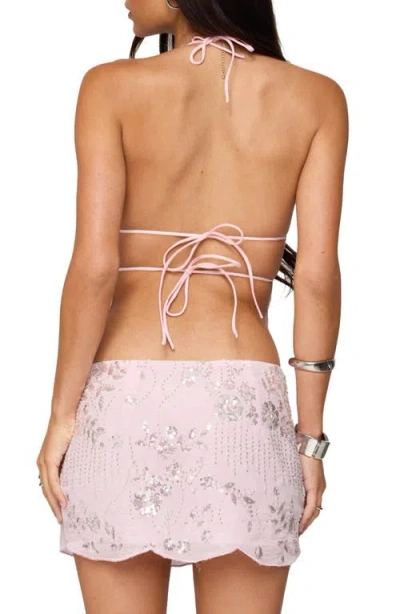 Edikted Nelley Sequin Beaded Open Back Halter Top In Multi