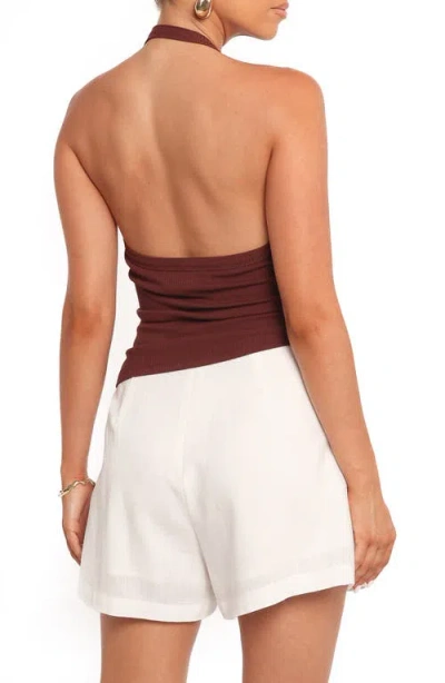 Petal And Pup Petal & Pup Yulissa Asymmetric Rib Halter Top In Black