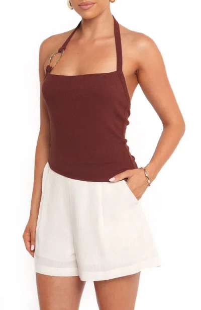 Petal And Pup Petal & Pup Yulissa Asymmetric Rib Halter Top In Black