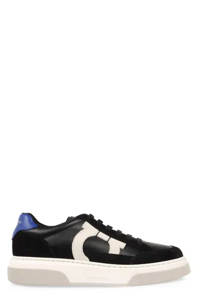 Ferragamo Black Low Cut Gancini Outline Sneakers
