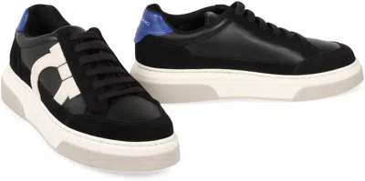 Ferragamo Black Low Cut Gancini Outline Sneakers