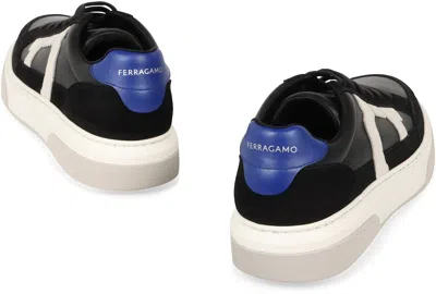 Ferragamo Black Low Cut Gancini Outline Sneakers