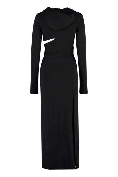 Versace Cutout Hooded Stretch-jersey Maxi Dress