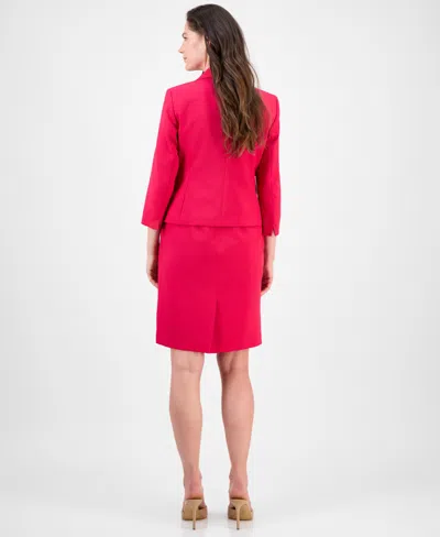Le Suit Women's Shawl-collar Jacket & Sleeveless Dress Suit Set, Regular & Petite In Red
