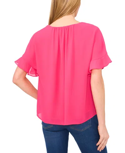 Cece Flutter Sleeve Crepe Top