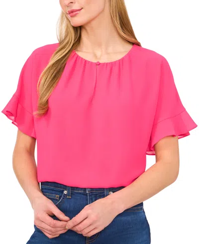 Cece Flutter Sleeve Crepe Top