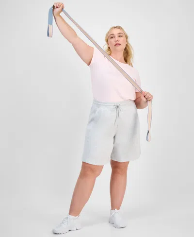 Id Ideology Plus Size Cotton-blend Pull-on Bermuda Shorts, Exclusively At Macy's