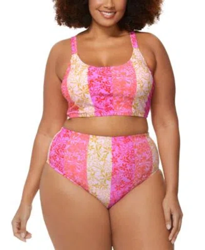 Raisins Curve Trendy Plus Size Aruba Longline Bikini Top In Multi