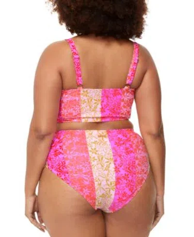 Raisins Curve Trendy Plus Size Aruba Longline Bikini Top In Multi