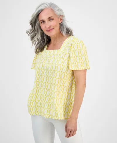 Style & Co Petite Square-neck Top, Exclusively At Macy's In Multi