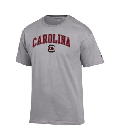 Champion Men's Heather Gray South Carolina Gamecocks Arch Over Logo T-shirt In Animal Print