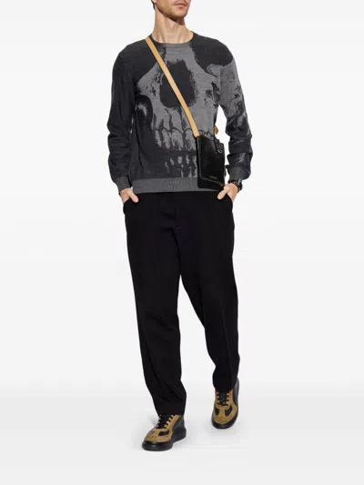 Alexander Mcqueen Skull Intarsia Wool Melange Crewneck Sweater