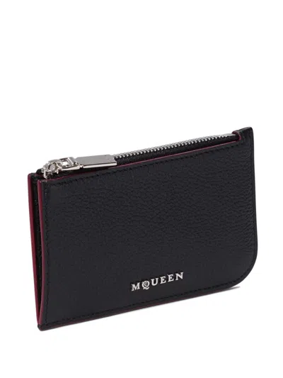 Alexander Mcqueen Full Grain Calf Leather Wallet With Patent Trims