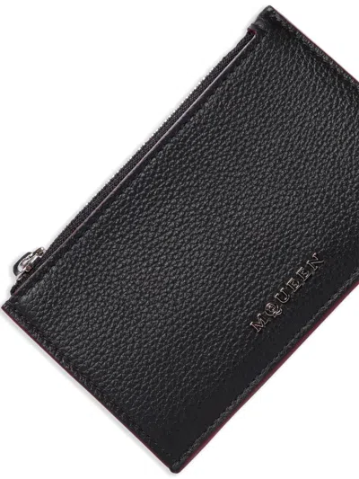 Alexander Mcqueen Full Grain Calf Leather Wallet With Patent Trims