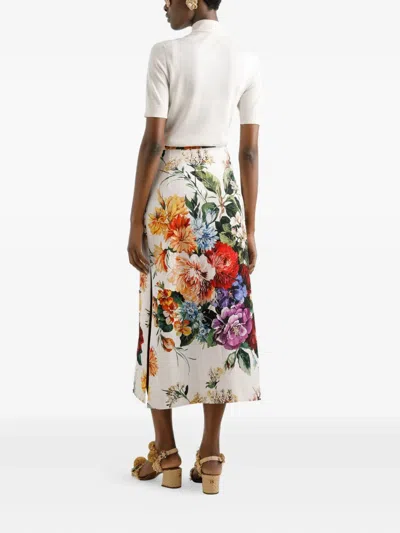 Dolce & Gabbana Silk Pullover With Flower Brooch In White