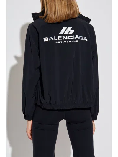 Balenciaga Shrunk Activewear Black Stretch Nylon Windbreaker Jacket