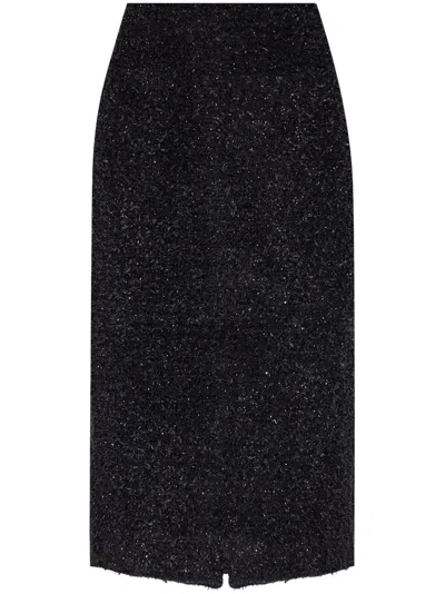 Balenciaga Black Tweed Midi Skirt