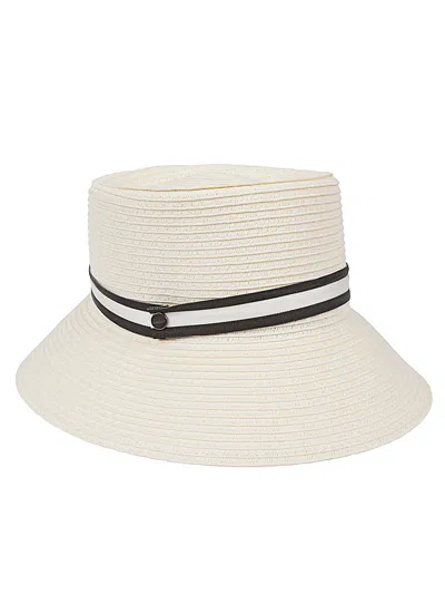 Borsalino Striped Band Ribbon Detail Wide Brim Hat