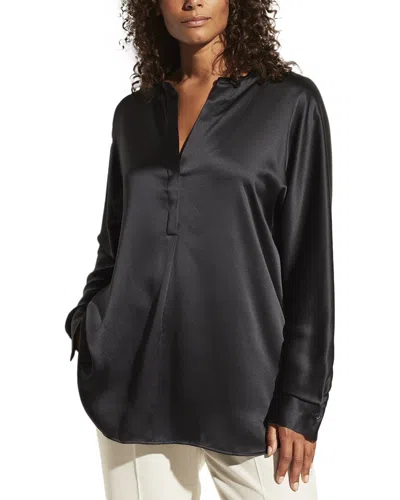 Vince Band Collar Silk Blouse