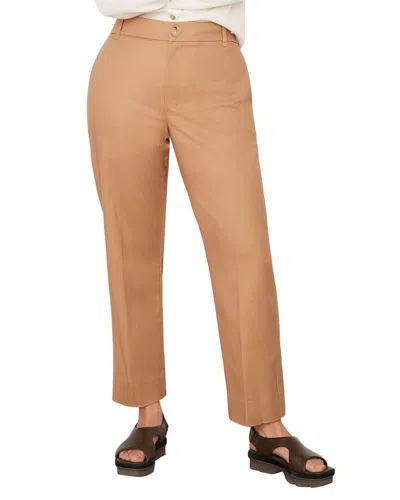 Vince High-rise Cotton-blend Slim Pants In Brown