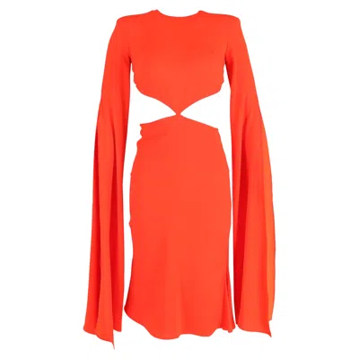 Alex Perry Cape Effect Cutout Dress In Red Polyester In Red