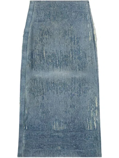 Diesel Megan Distressed High-waisted Long Skirt
