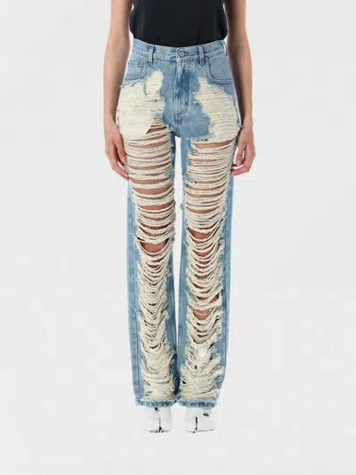 Mm6 Maison Margiela Mm6 By Maison Margiela "destroyed" Straight Jeans In Blue