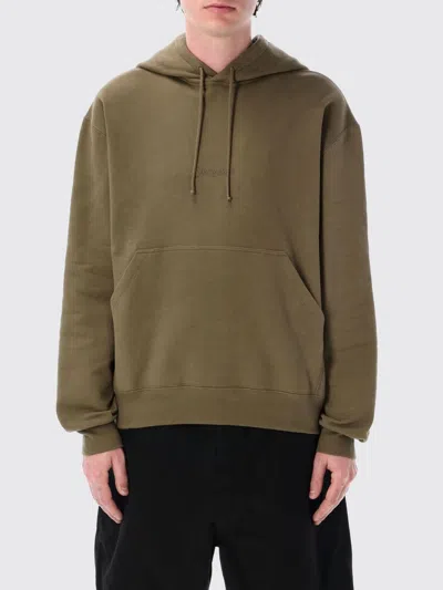 Saint Laurent Hooded Sweatshirt With Logo In Green