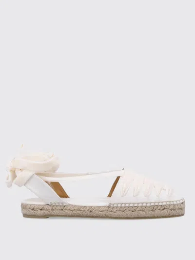 Castaã±er Castaner Ruched Design Espadrilles With Floral Accent In White