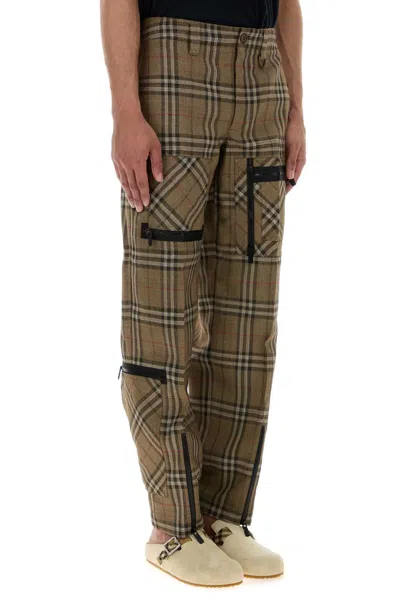 Burberry Cargo Pants Check Pattern In Silk Blend