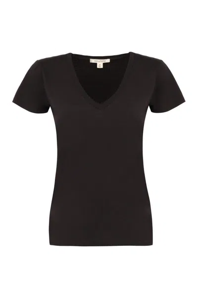 Nili Lotan Ribbed Neckline Short Sleeve V-neck T-shirt