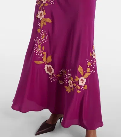 La Doublej Marlene Dress Embroidered Solid In Solid Purple