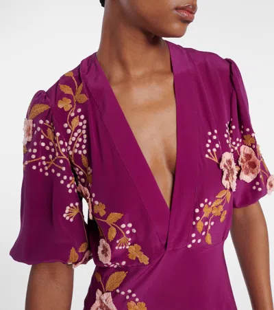 La Doublej Marlene Dress Embroidered Solid In Solid Purple