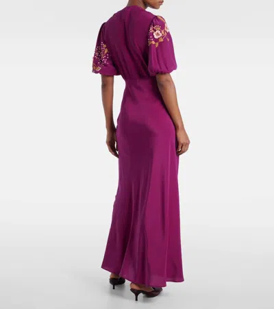 La Doublej Marlene Dress Embroidered Solid In Solid Purple