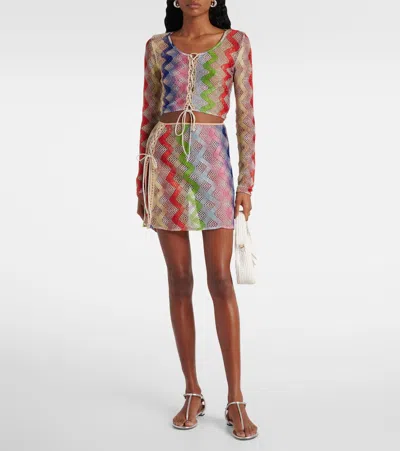 ZIG ZAG锯齿图案钩编迷你半身裙