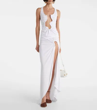 Christopher Esber Crescent Draped Asymmetric Midi Skirt In White