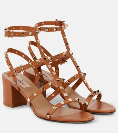 Valentino Rockstud Caged 60 Leather Ankle Strap Sandal