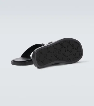 Gucci Black Leather Sandals In Black